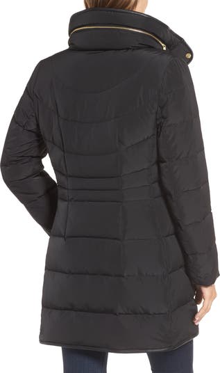 Cole Haan Women’s Black Faux Fur Trim Hooded Down on sale Puffer Coat