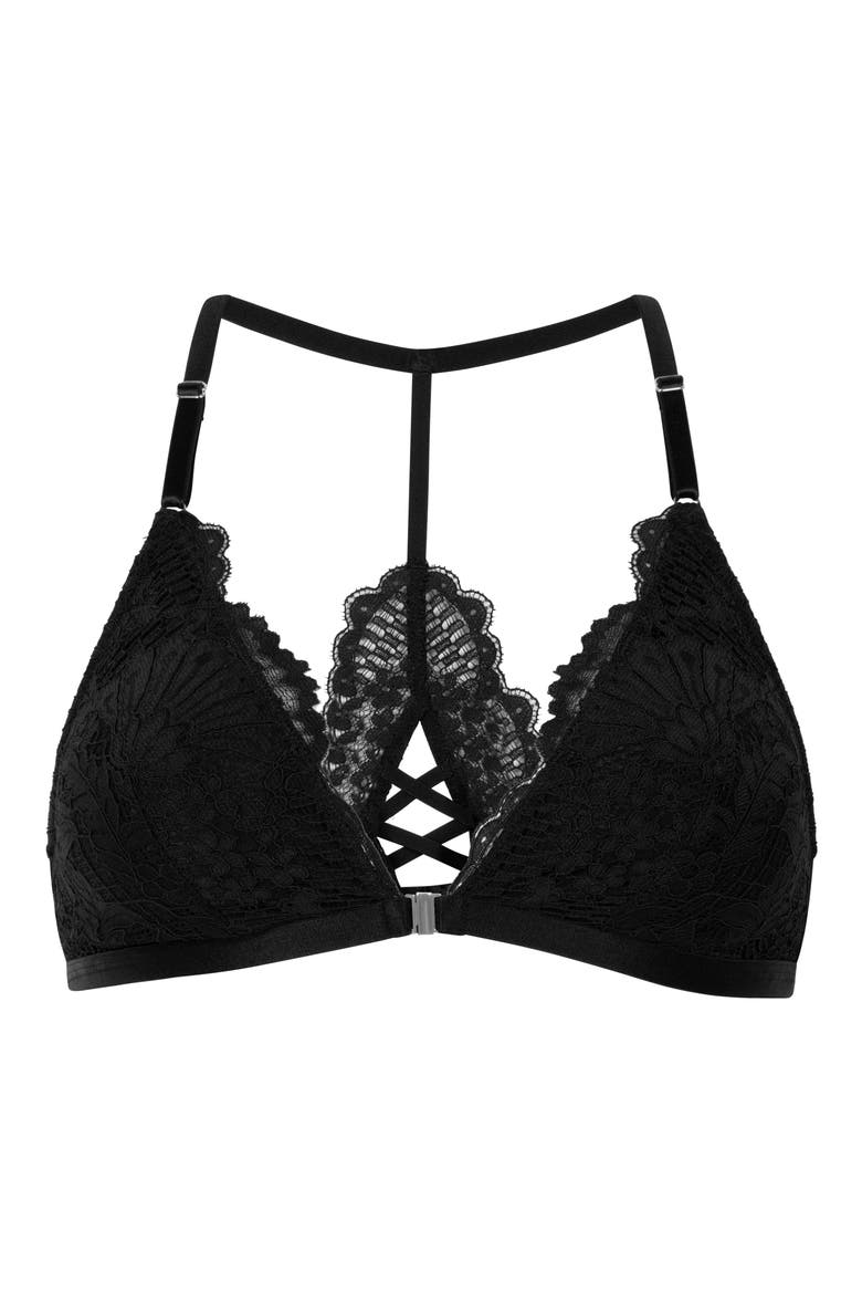 Whitney Front Clasp Triangle Bralette, Alternate, color, CAVIAR