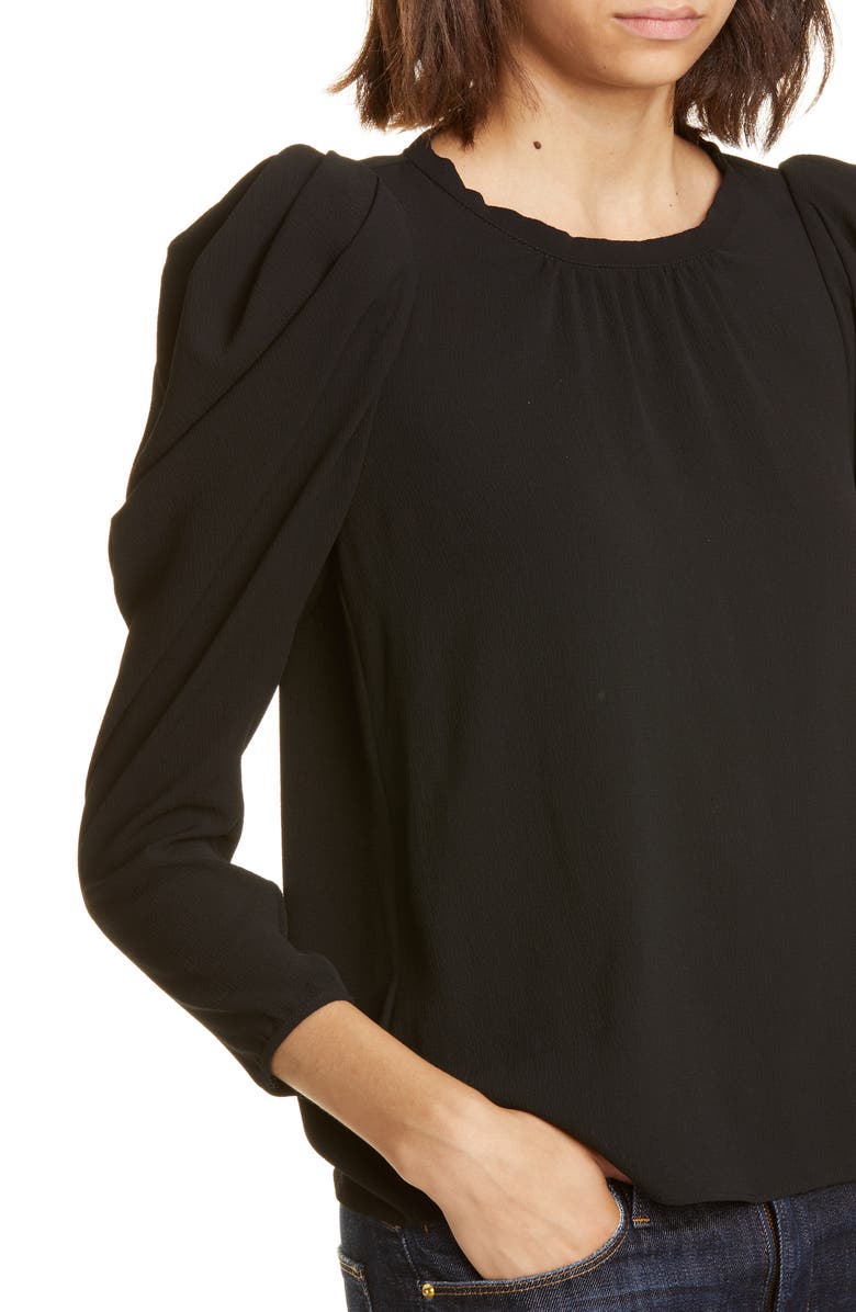 ba&sh Manon Puff Sleeve Blouse, Alternate, color, Noir