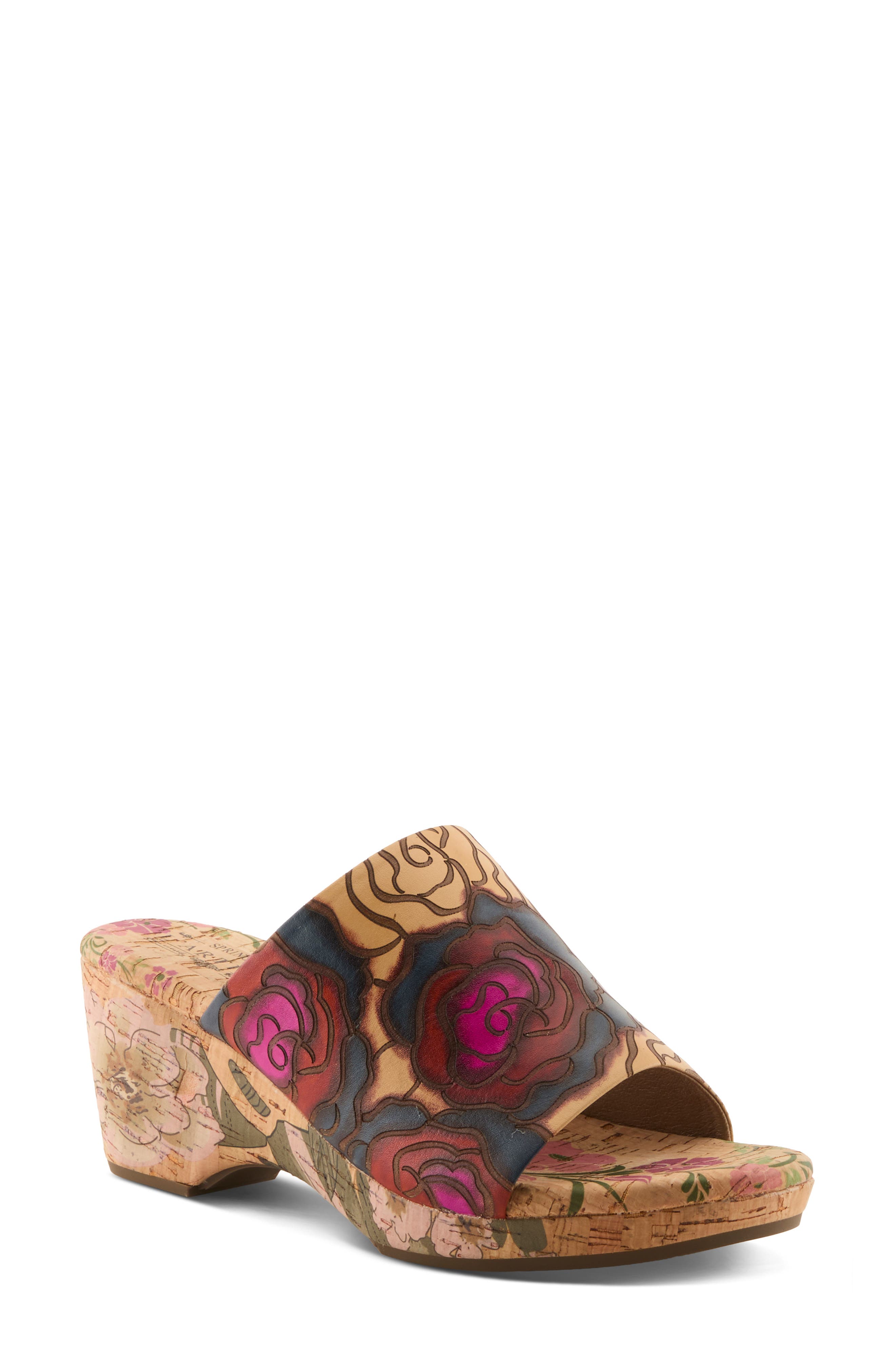 L'Artiste by Spring Step Niceneasy Platform Slide Sandal, Main, color, Tan Multi