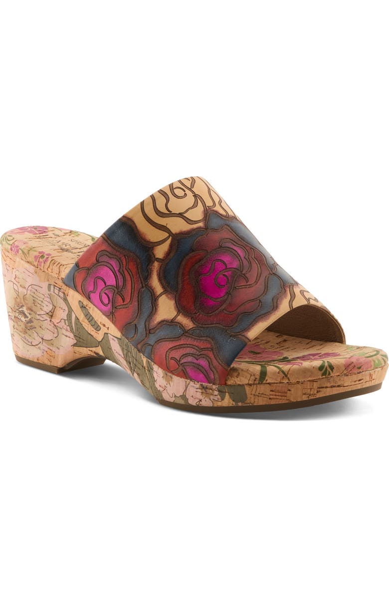 L'Artiste by Spring Step Niceneasy Platform Slide Sandal, Main, color, Tan Multi