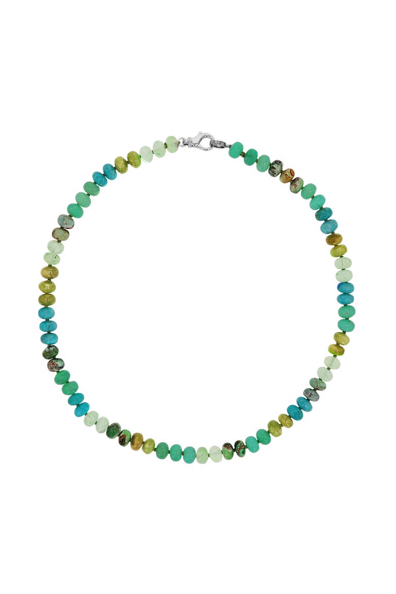 Green Mix 8mm Bead Necklace, Alternate, color, Green Mix / Sterling Silver