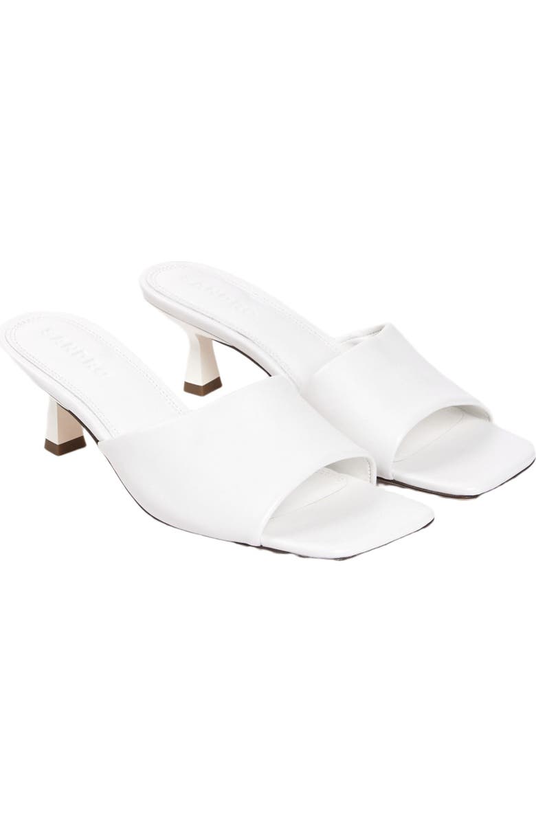 SANDRO Smooth leather heeled mules, Alternate, color, White