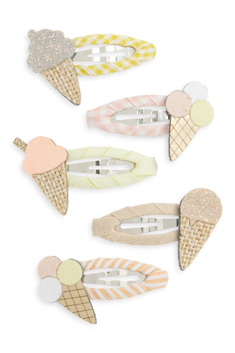Kids' Ice Cream Assorted 4-Pack Mini Hair Clips, Main, color, PINK