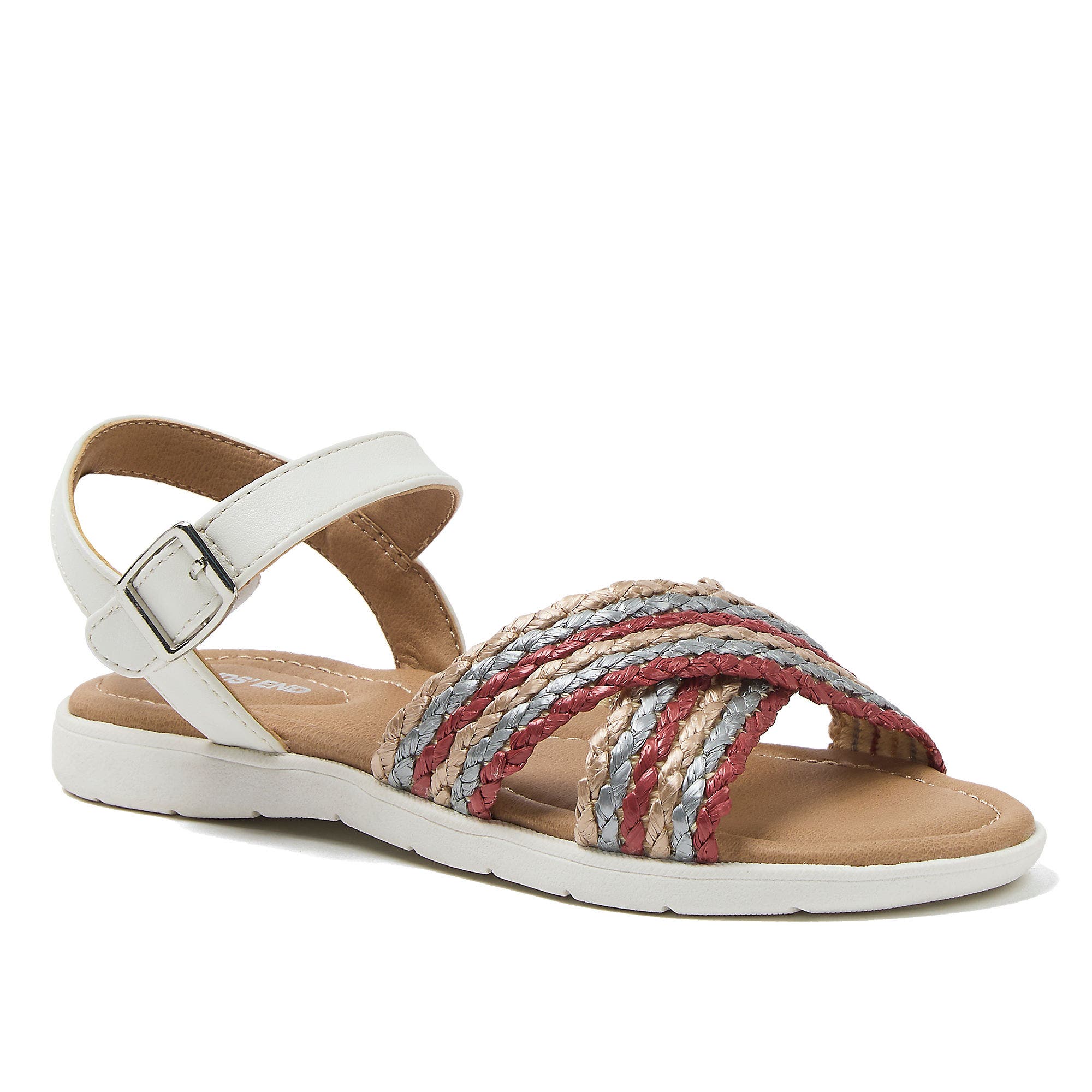 Kids Braided Easy On Dress Sandals, Main, color, Multi/White