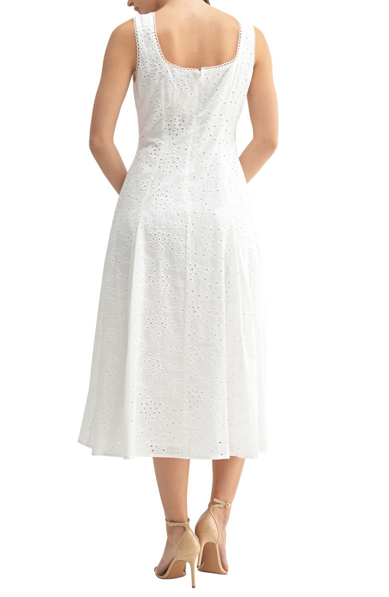 Mila Mae Sleeveless Embroidered Eyelet Midi Dress, Alternate, color, 