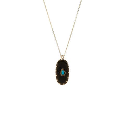 Turquoise Pear Natural Stone Pendant Necklace