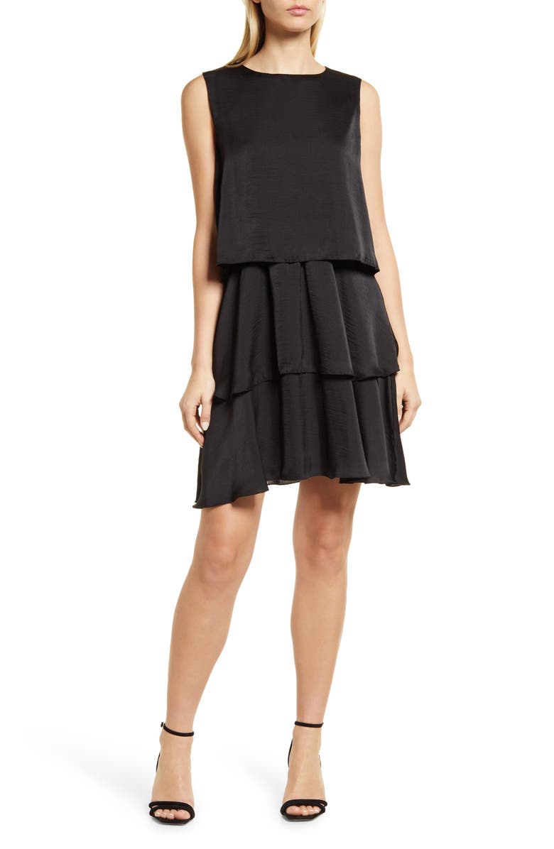 Sam Edelman Tiered Ruffle Satin Dress, Main, color, 
