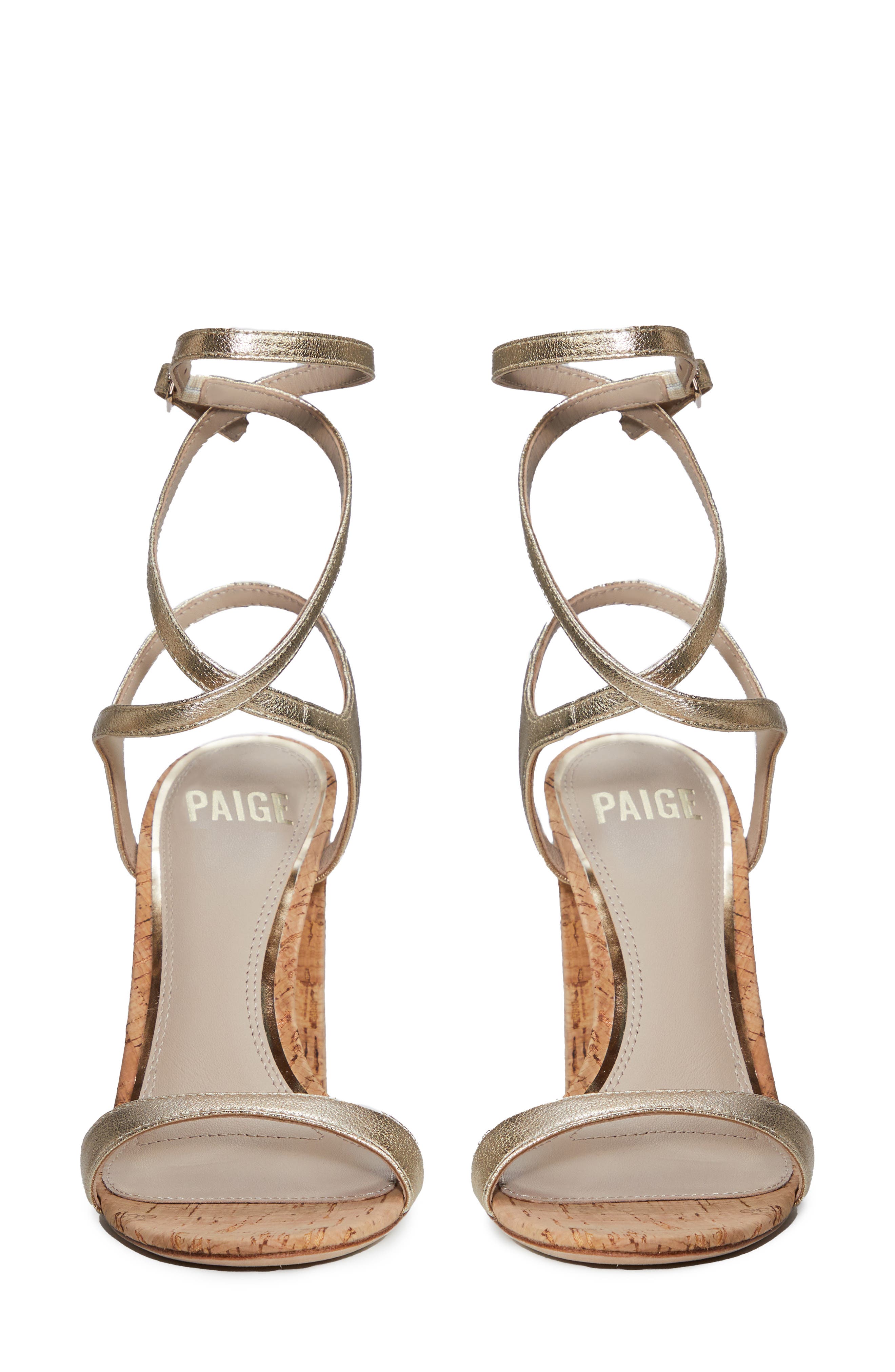 PAIGE Niko Ankle Tie Sandal, Alternate, color, Light Gold