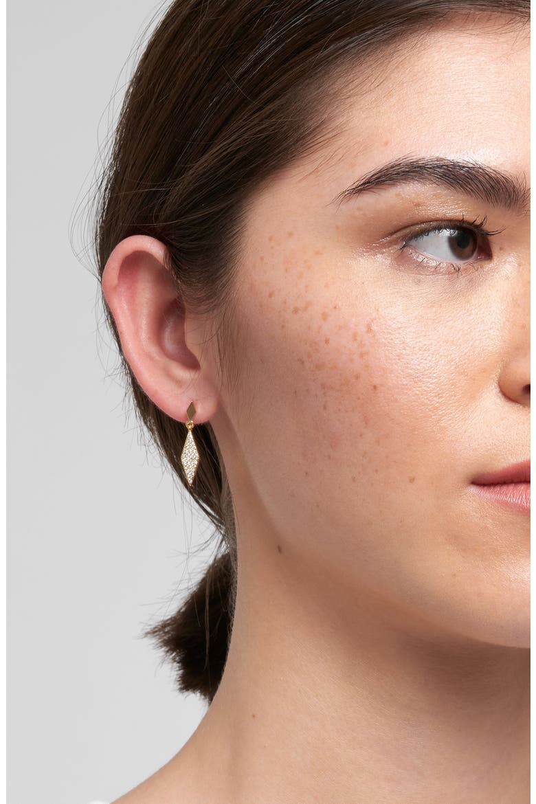 CZ Pavé Diamond Drop Earrings, Alternate, color, GOLD