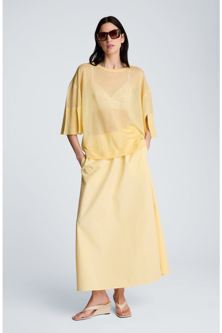 Stretch Cotton Maxi Skirt, Alternate, color, PASTEL YELLOW