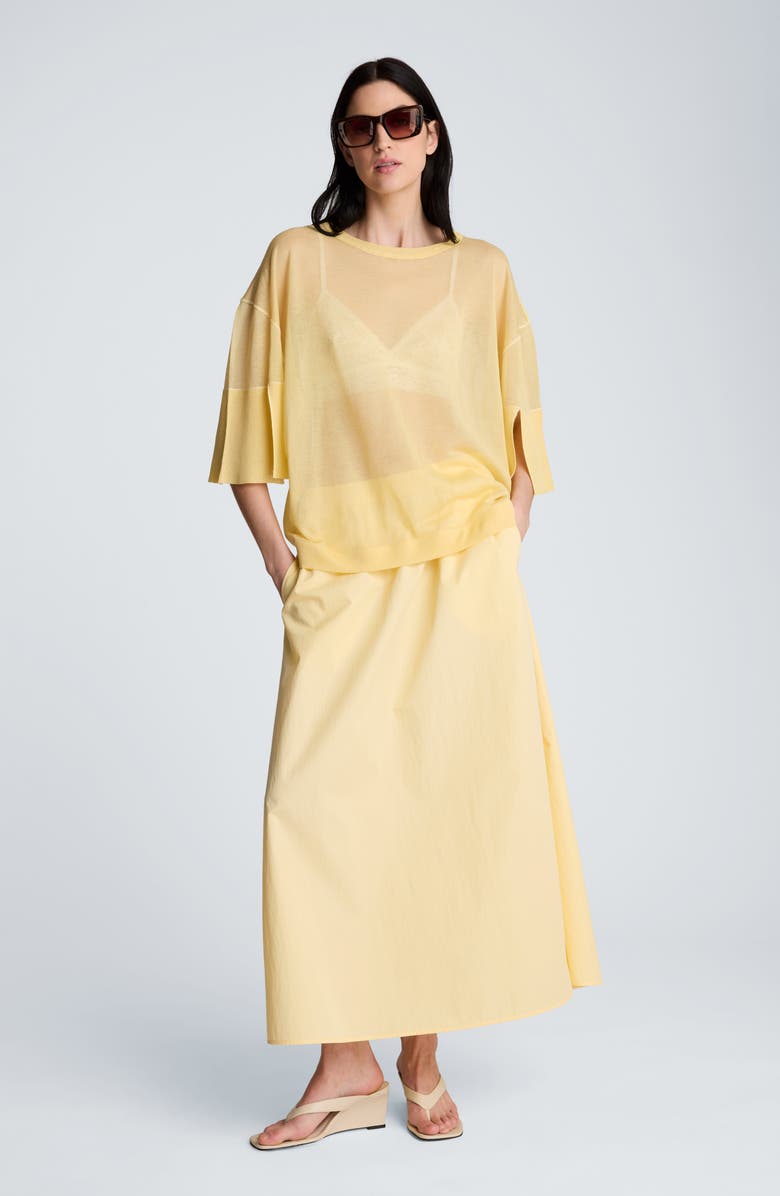 Kenneth Cole Stretch Cotton Maxi Skirt, Alternate, color, Pastel Yellow