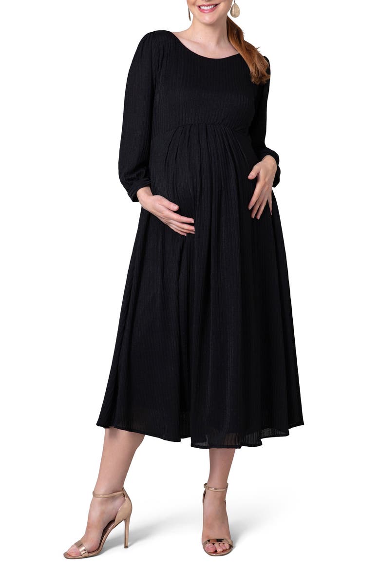 Isla Ribbed Jersey Dress, Main, color, BLACK