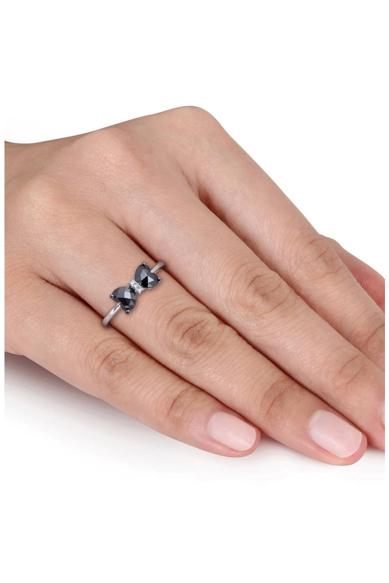 Black Diamond & White Diamond Bow Ring, Alternate, color, BLACK