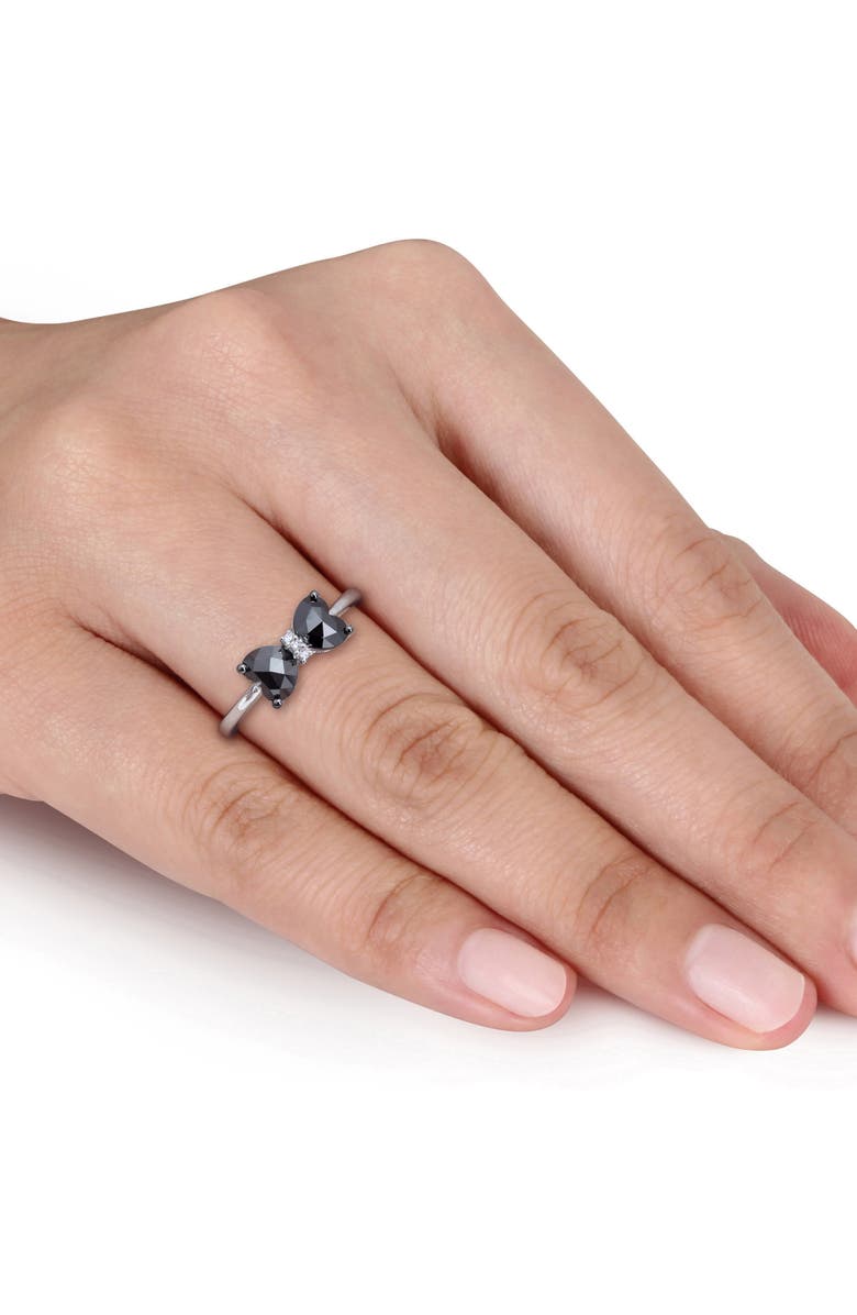 DELMAR Black Diamond & White Diamond Bow Ring, Alternate, color, Black