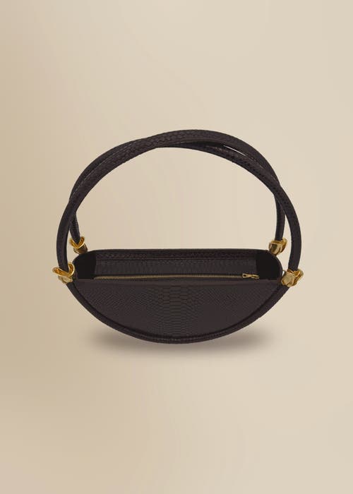 Contessa Mills World Bag Grand Elegant Structured Italian Leather Moon-shaped Handbag In Brown