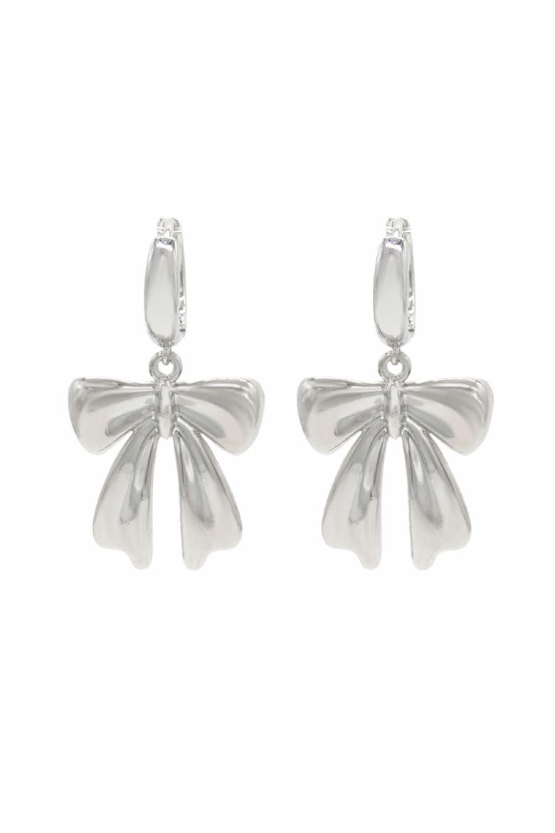Bow Drop Earrings, Main, color, Silver