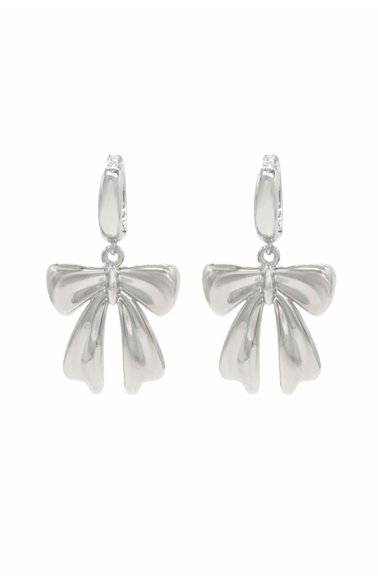 Velvet Luna Bow Drop Earrings, Main, color, Silver