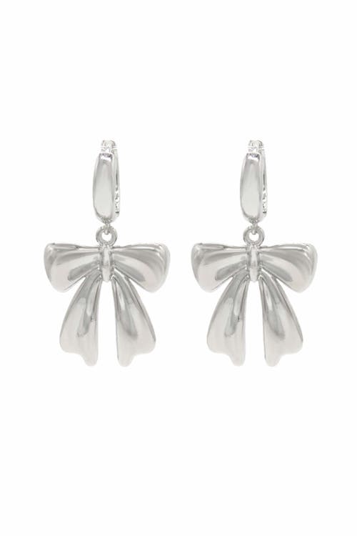 Velvet Luna Bow Drop Earrings In Silver