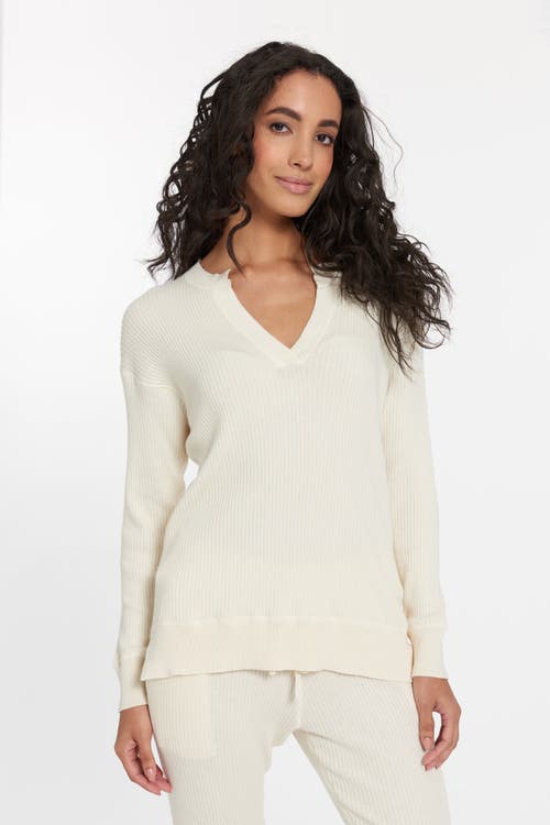 Leimere Cabo Split Neck Top In Beige