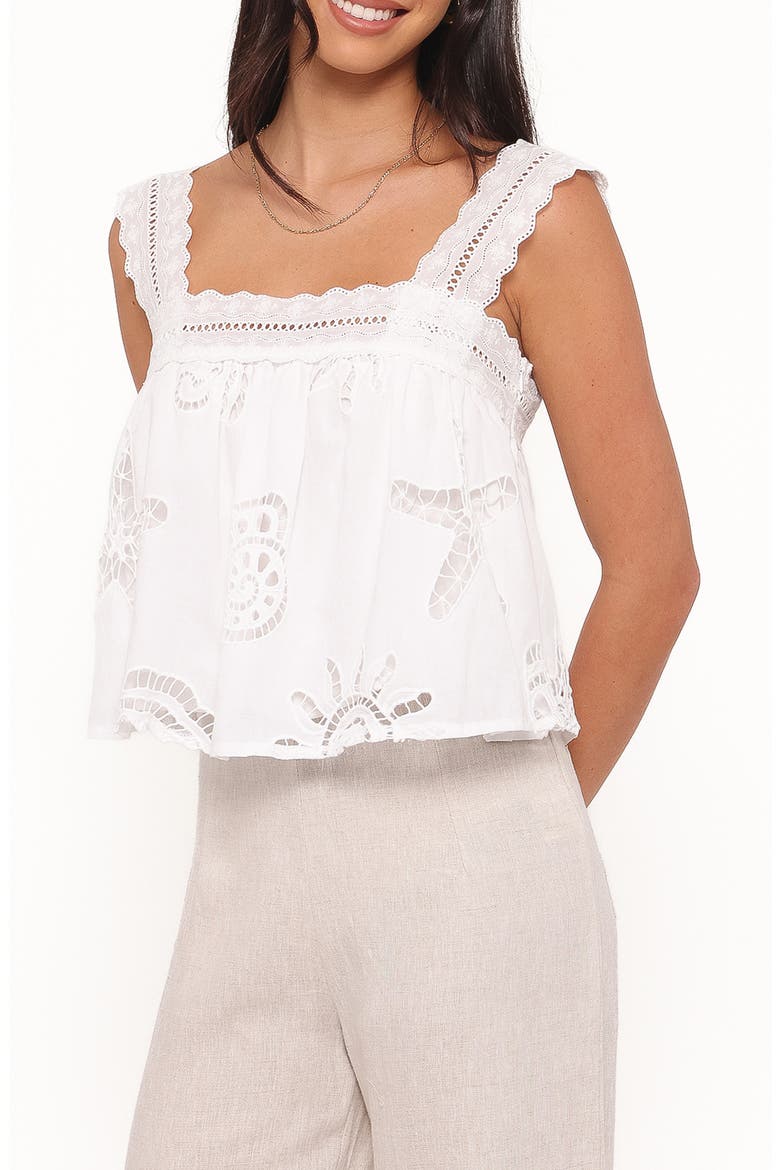 Aideen Sleeveless Eyelet Top, Main, color, WHITE