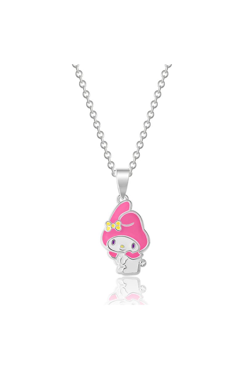 Hello Kitty Silver Plated and Clear Crystal My Melody Pendant, 18'' Chain, Main, color, Silver, Pink