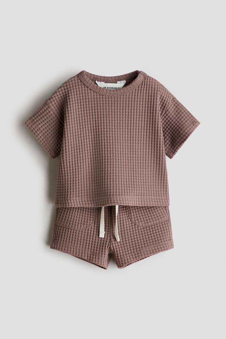 2-piece Waffled Cotton Set, Main, color, Brown