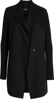 Kenneth Cole New York Knit Sleeve Wool Blend Coat