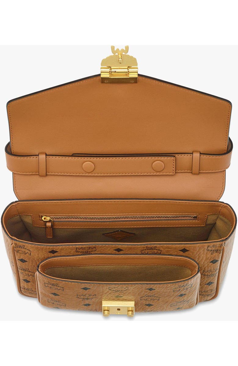 MCM Tracy Satchel in Visetos Leather Mix, Alternate, color, Cognac