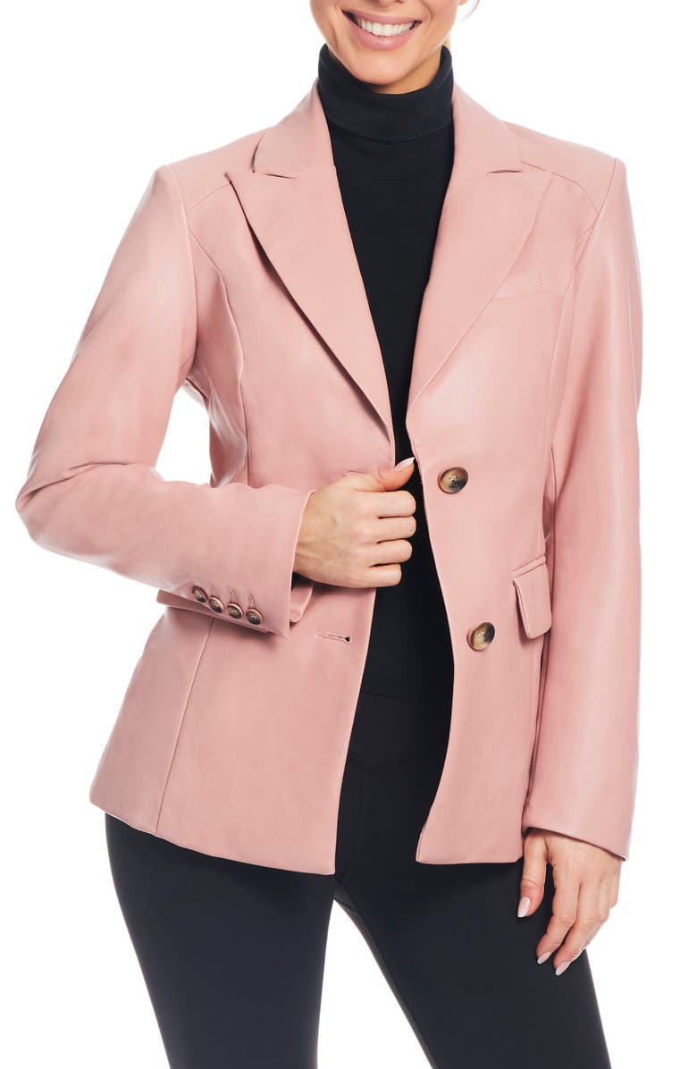 Sanctuary Corset Back Faux Leather Blazer, Main, color, Dusty Pink