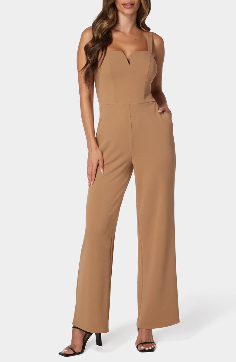 bebe Wide Leg Jumpsuit, Main, color, Camel