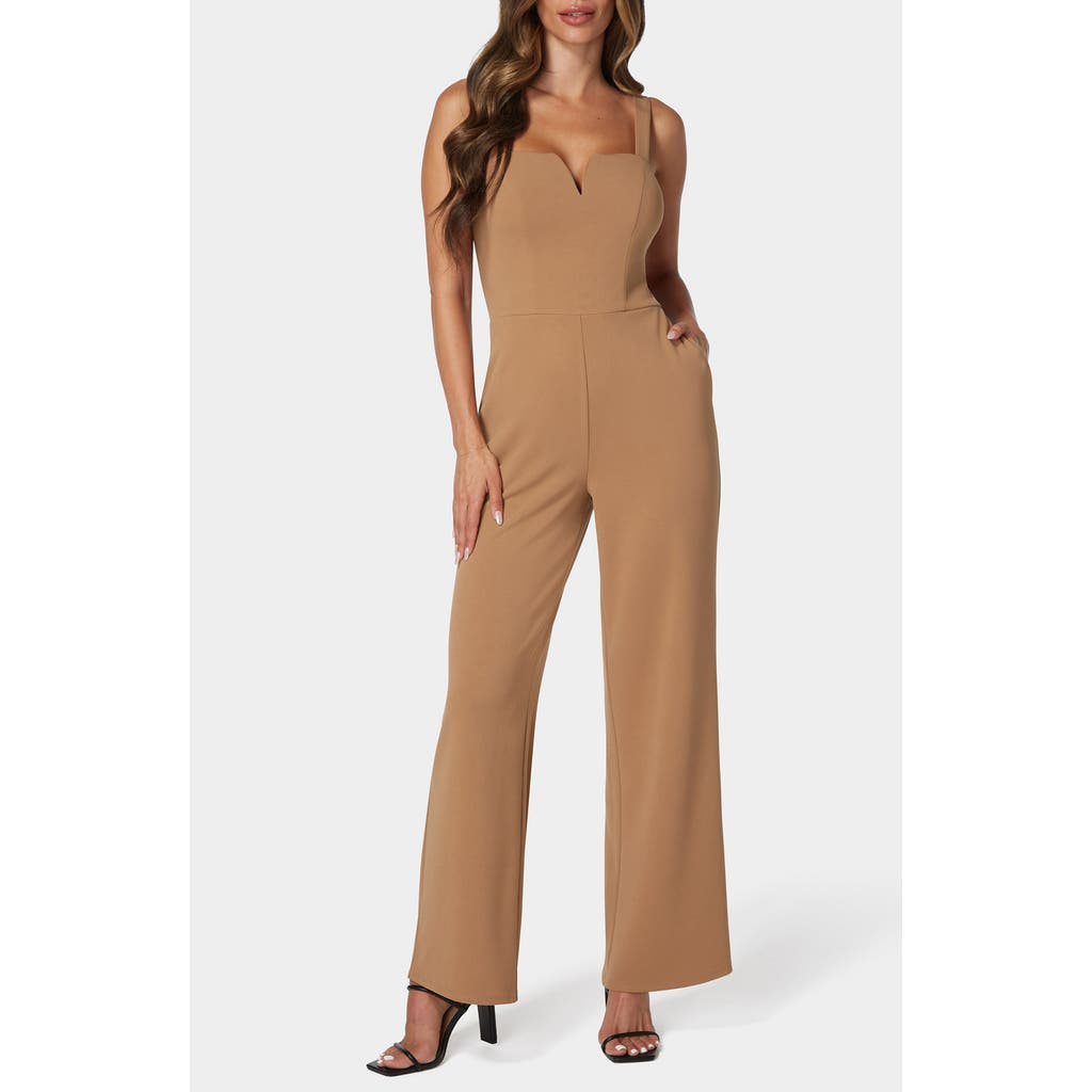Bebe Wide Leg Jumpsuit In Brown
