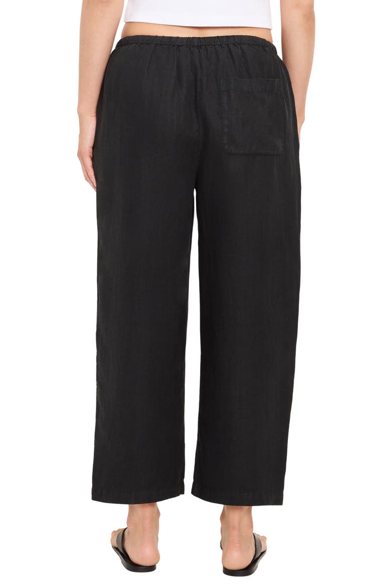 Tali Linen Blend Wide Leg Drawstring Pants, Alternate, color, BLACK
