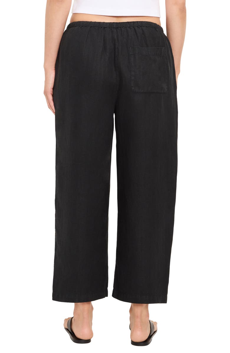 Michael Stars Tali Linen Blend Wide Leg Drawstring Pants, Alternate, color, Black