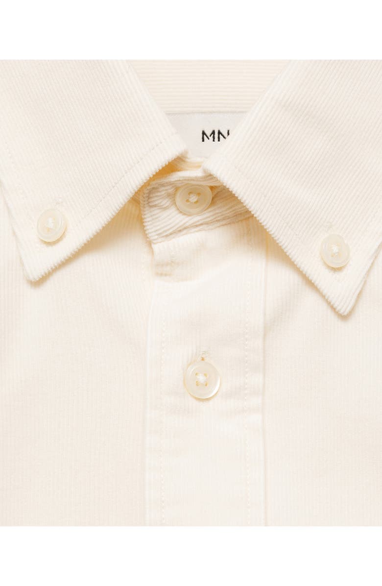 MANGO Classic Fit Corduroy Button-Down Shirt, Alternate, color, White
