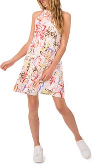 CeCe Floral Tiered Trapeze Dress