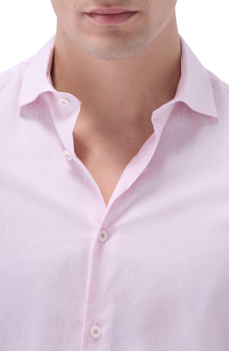 Bugatchi Axel Floral Jacquard Cotton Button-Up Shirt, Alternate, color, Dusty Pink