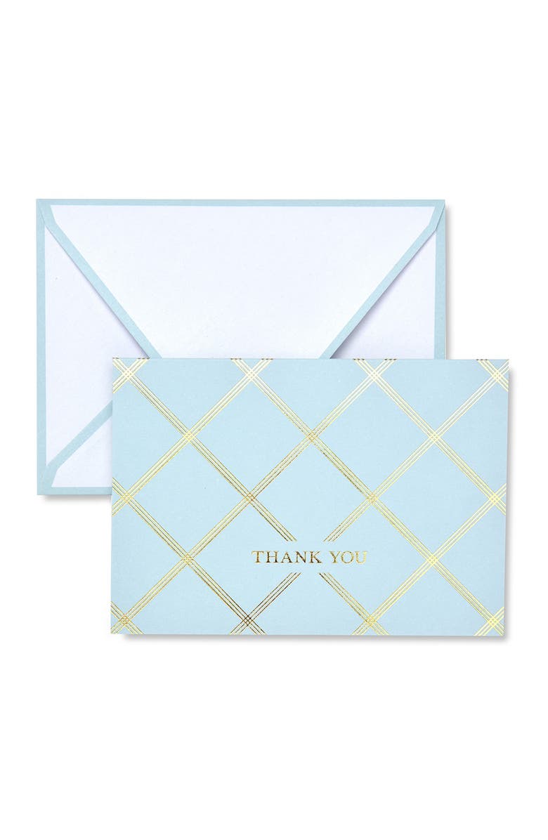 GARTNER STUDIOS Blue & Gold Foil Thank You Cards - 60-Count, Main, color,