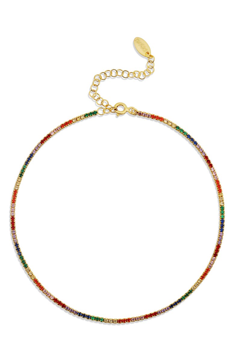 SHYMI Rainbow Cubic Zirconia Tennis Anklet, Main, color, Gold Multi
