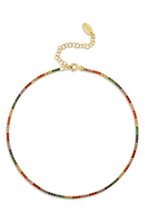 Rainbow Cubic Zirconia Tennis Anklet