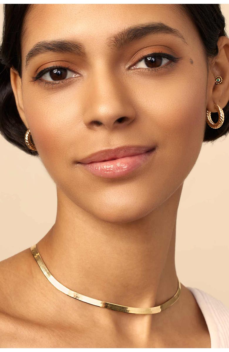 Oradina 14K Gold Park Avenue Statement Herringbone Choker, Alternate, color, Yellow Gold