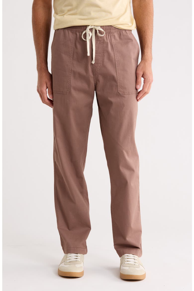 Organic Cotton Dobby Drawstring Waist Pants, Main, color, DEEP TAUPE