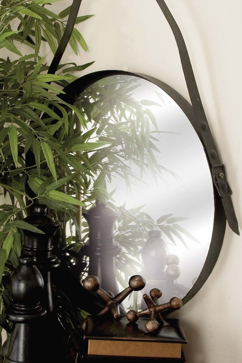 Black Iron Industrial Wall Mirror, Main, color, BLACK