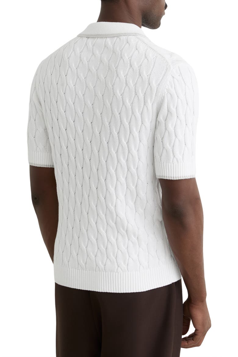 Denby Cable Knit Polo, Alternate, color, WHITE/ SOFT GREY