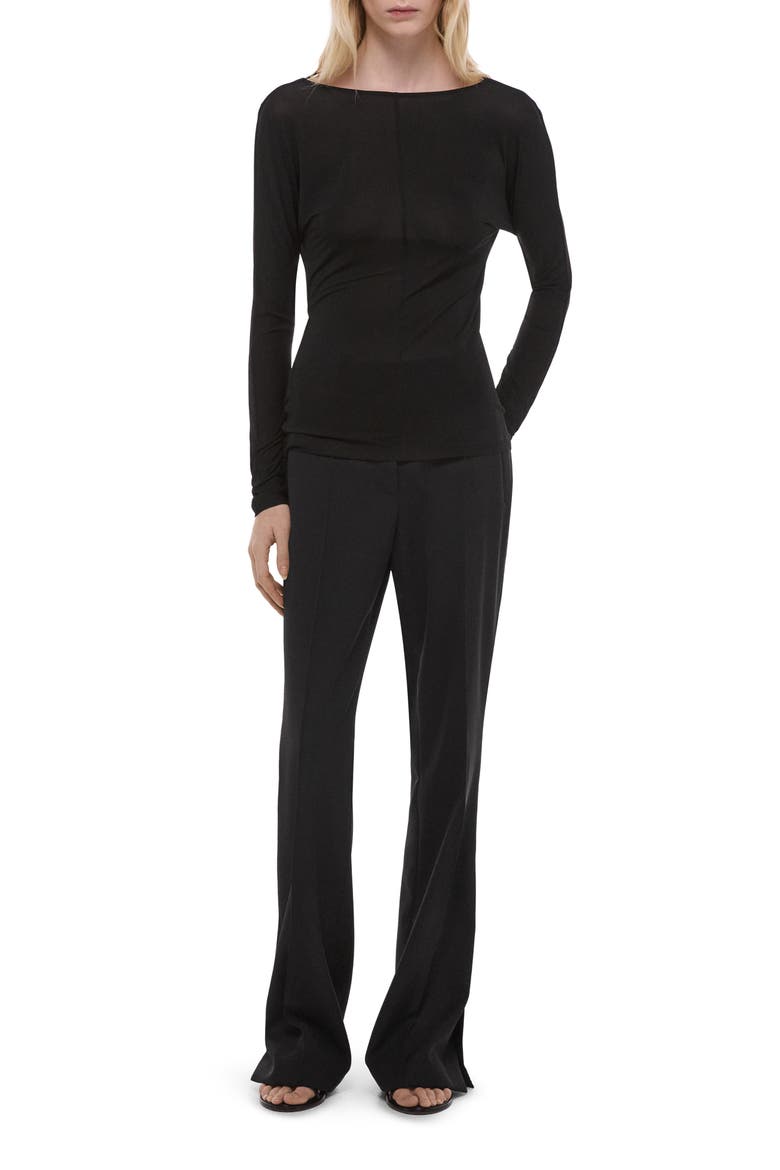 Cowl Back Long Sleeve Top, Alternate, color, BLACK