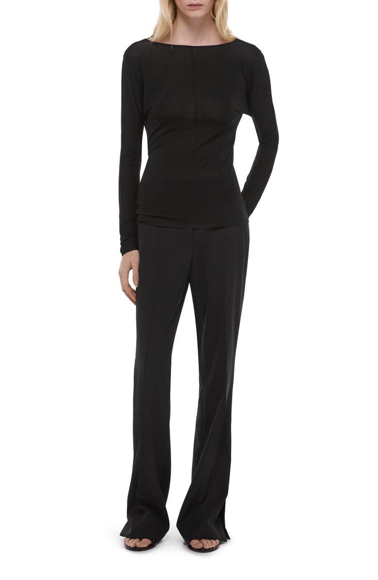 Helmut Lang Cowl Back Long Sleeve Top, Alternate, color, Black