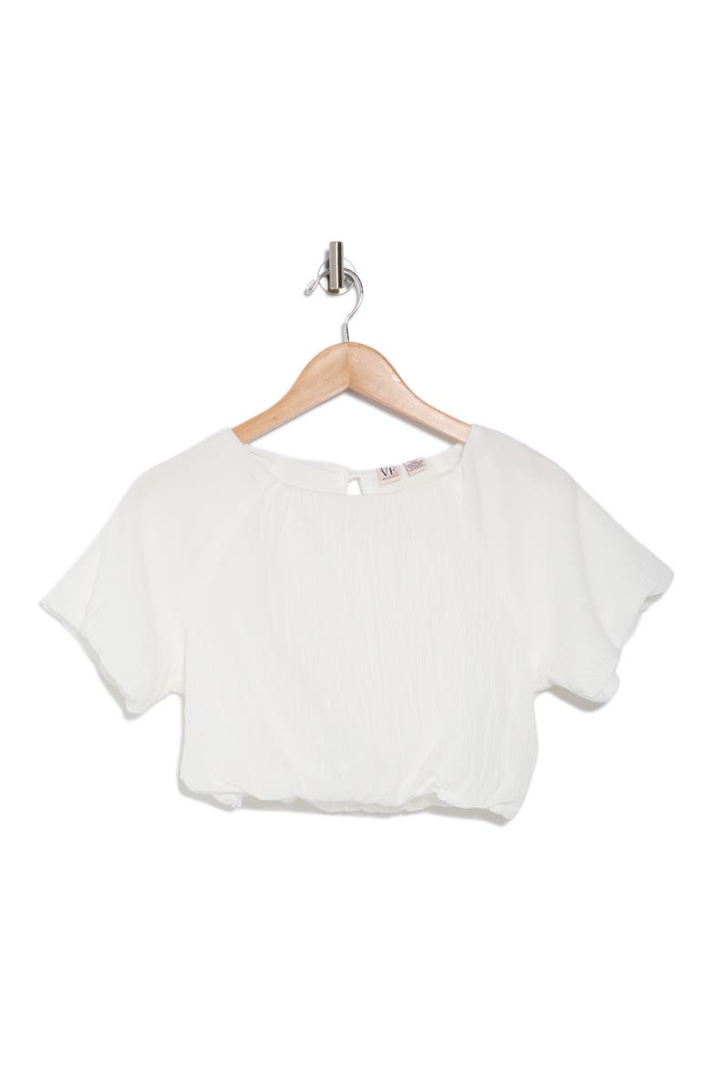 Anna Bubble Hem Crop Top, Alternate, color, GARDENIA