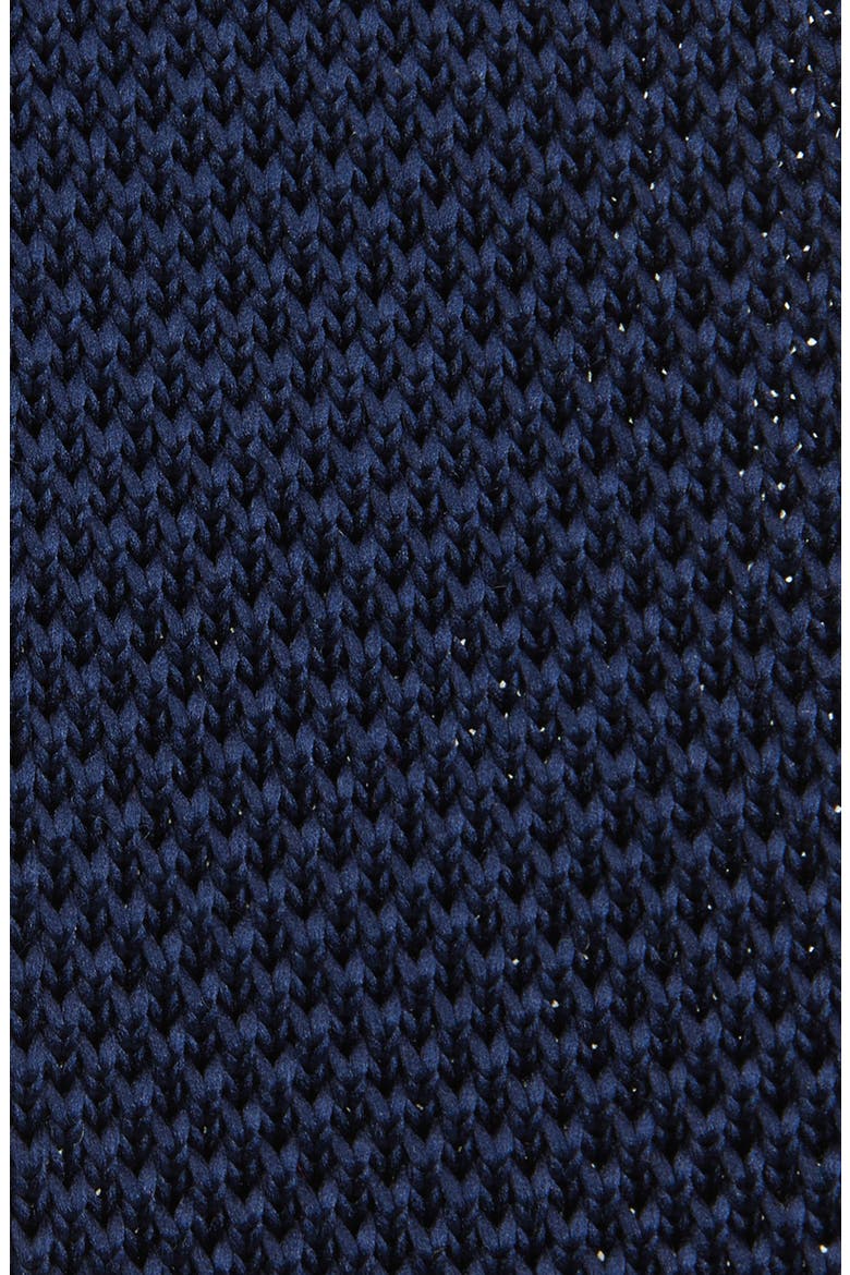 Navy Knit Silk Tie, Alternate, color, NAVY