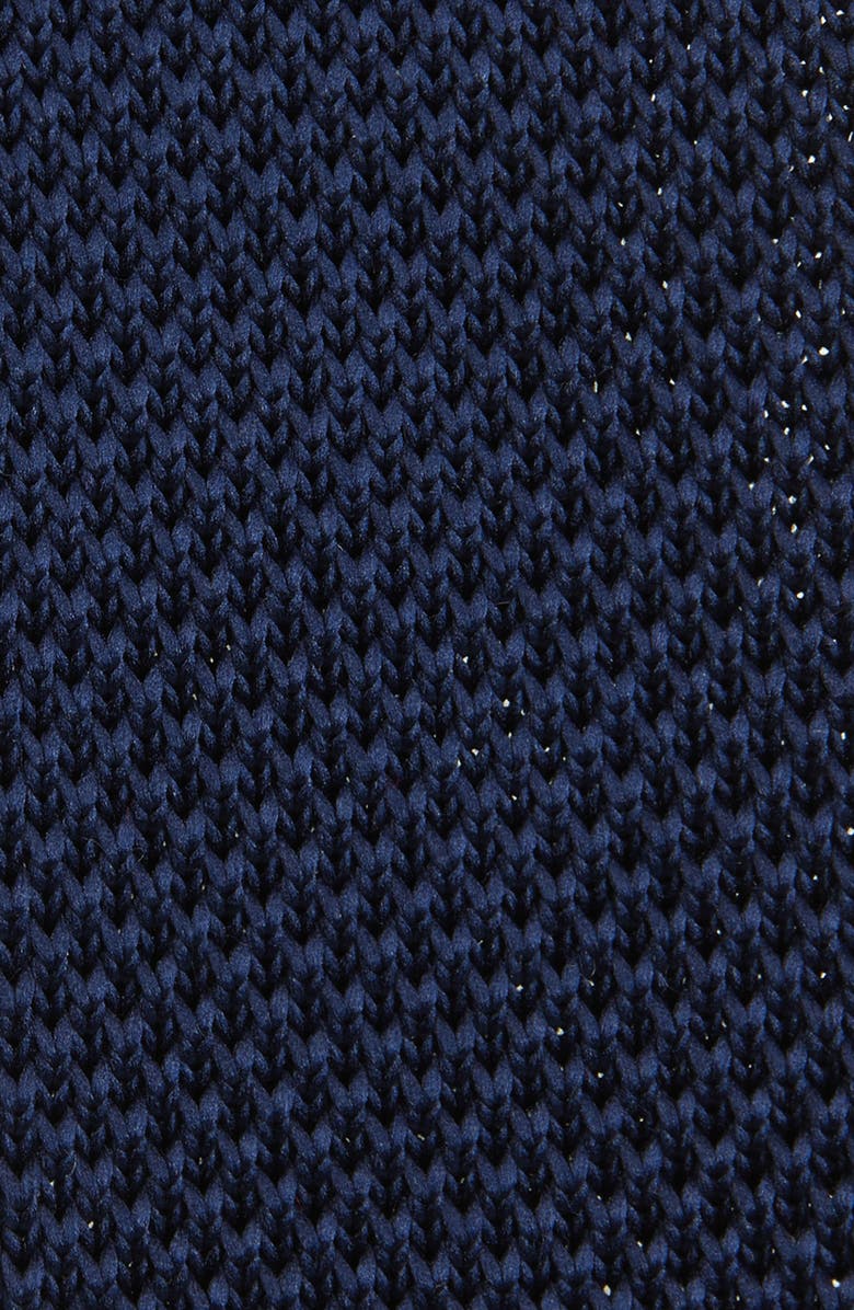 CLIFTON WILSON Navy Knit Silk Tie, Alternate, color, Navy