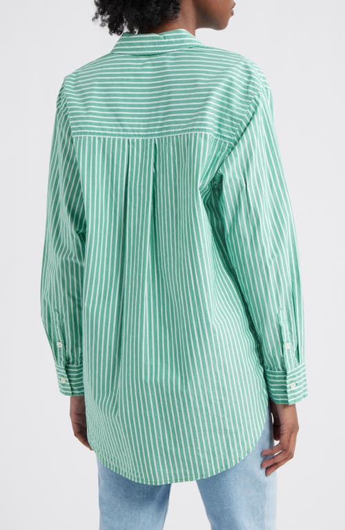 Rails Elsa Stripe Cotton Button-up Top In Kelly White Stripe